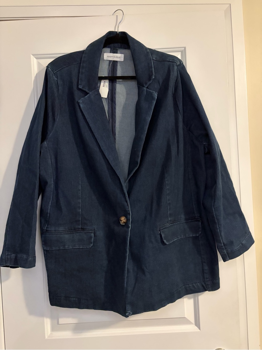 Pennington’s Addition Elle Brand Women's Dark Blue DeSingle-Button Blazer Jacket